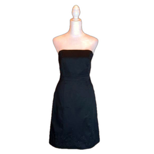 ANN TAYLOR PETITES Black Strapless Dress with Embroidered Trim Size 2P